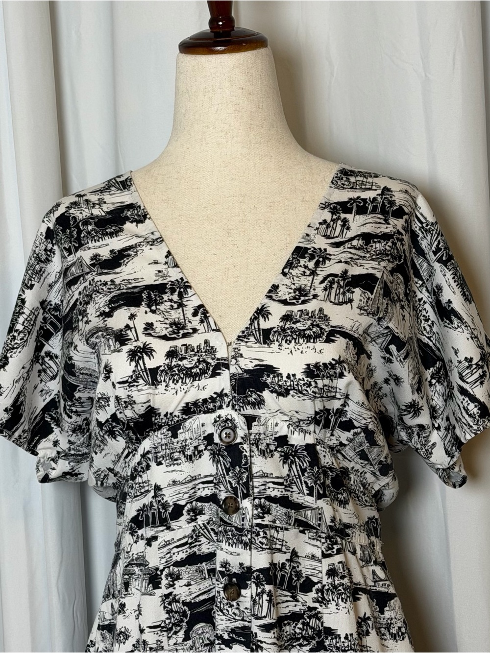 Marine Layer Camila San Francisco Toile Mini Dress Pockets Medium - Picture 6 of 13